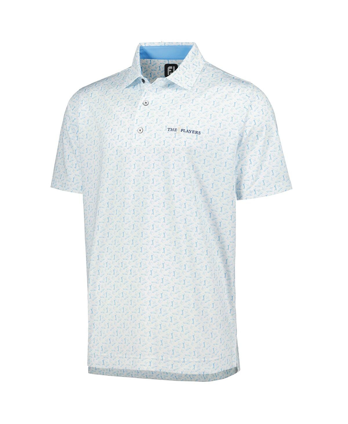 Shop Footjoy Men's  White, Light Blue The Players Allover Print Prodry Polo Shirt In White,light Blue