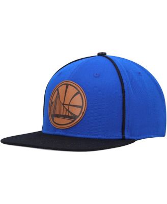 Men's Royal, Black Golden State Warriors Heritage Leather Patch Snapback Hat
