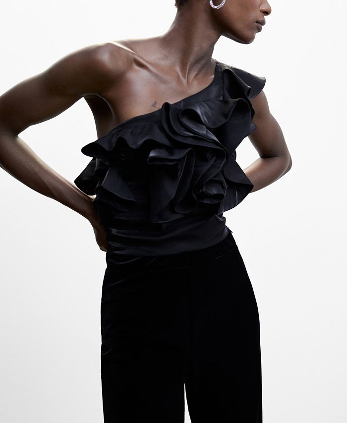 MANGO Women's Asymmetric Ruffled Blouse - Macy's