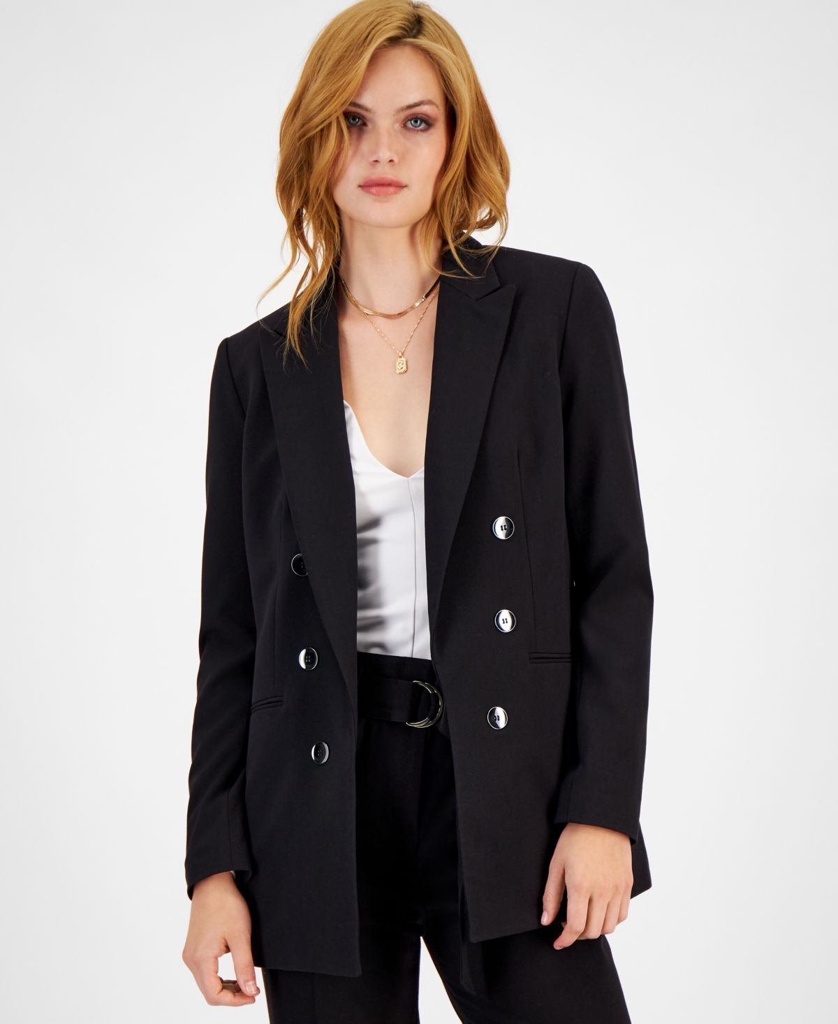 Women's Faux Double-Breasted Boyfriend Jacket, Created for Macy's - Barley Field