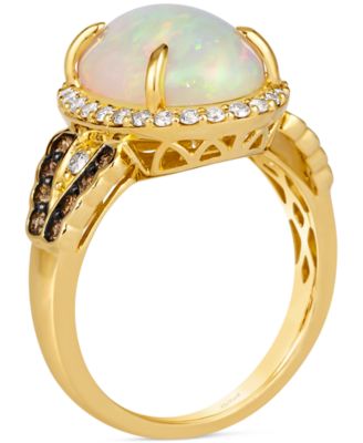 Neopolitan Opal (3 ct. t.w.) & Diamond (1/2 ct. t.w.) Halo Ring in 14k Gold