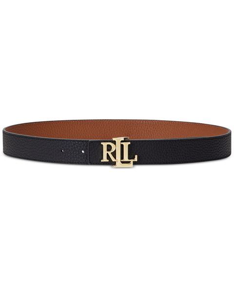 Женский ремень Lauren Ralph Lauren Reversible Pebbled Leather Buckle, цвет: Чёрный / Рыжевато-коричневый
