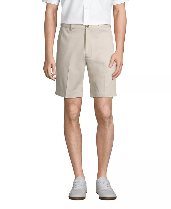 Men's No Iron 9" Comfort Waist Plain Front Chino Short