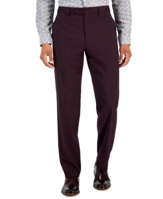 Sean John - Men's Classic-Fit Maroon Solid Suit Pants