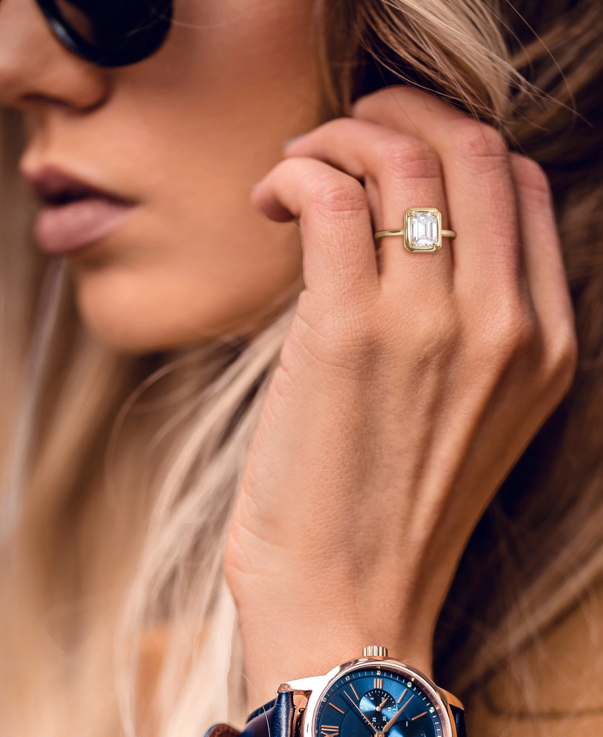 Bezel Ring (1-3/4 ct. t.w.) in 10k Gold - Moissanite