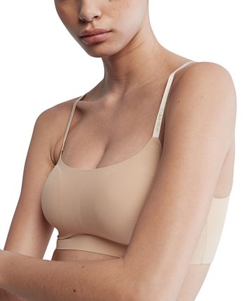 $7/mo - Finance Calvin Klein Women's Invisibles Comfort Seamless Wireless  Skinny Strap Retro Bralette Bra