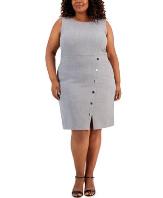 Kasper - Plus Size Snap-Trim Sheath Dress