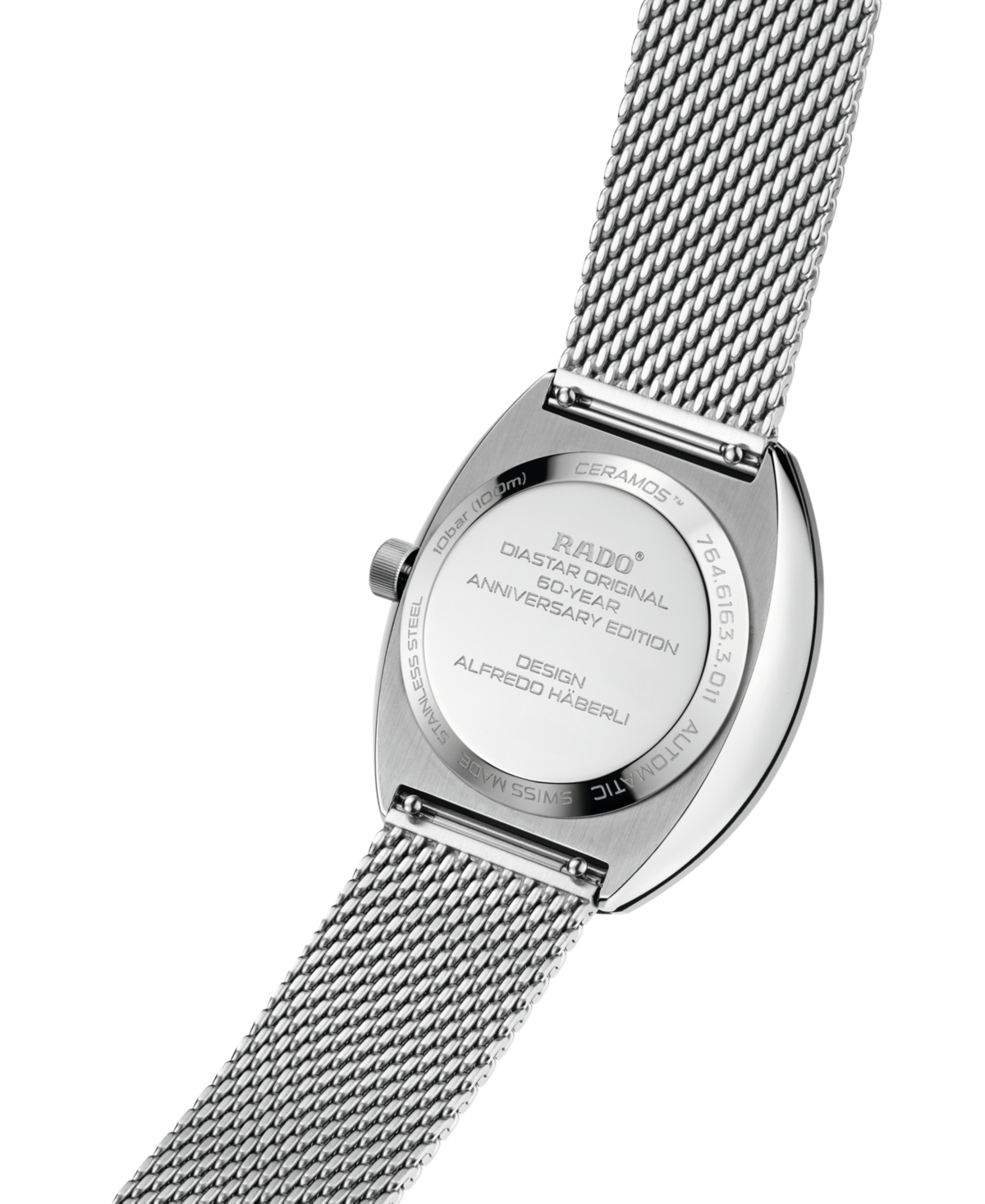 Rado Unisex Swiss Automatic DiaStar Original 60th Anniversary Edition Stainless Steel Mesh Bracelet Watch 38mm