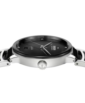 Unisex Swiss Automatic Centrix Diamond (1/20 ct. t.w.) Black High-Tech Ceramic & Stainless Steel Bracelet Watch 39mm