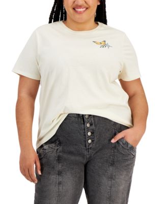 Rebellious One - Trendy Plus Size Butterfly Short Sleeve T-Shirt