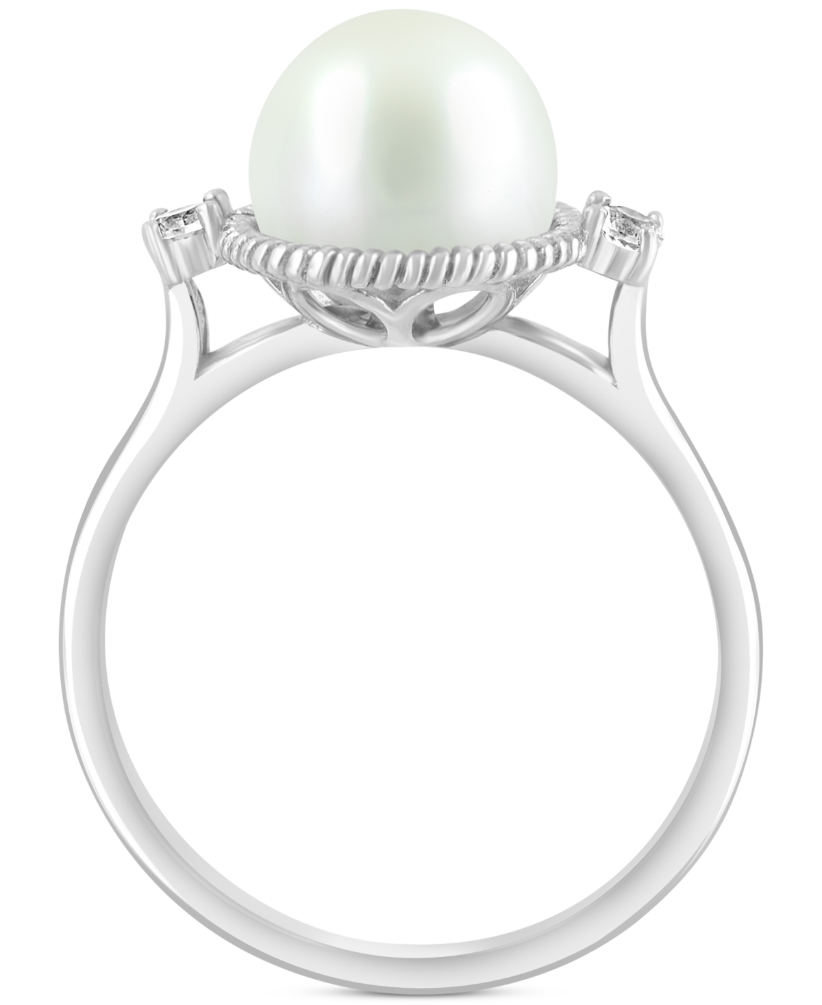 Effy Freshwater Pearl (9mm) & White Topaz (1/10 ct. t.w.) Ring - Sterling Silver