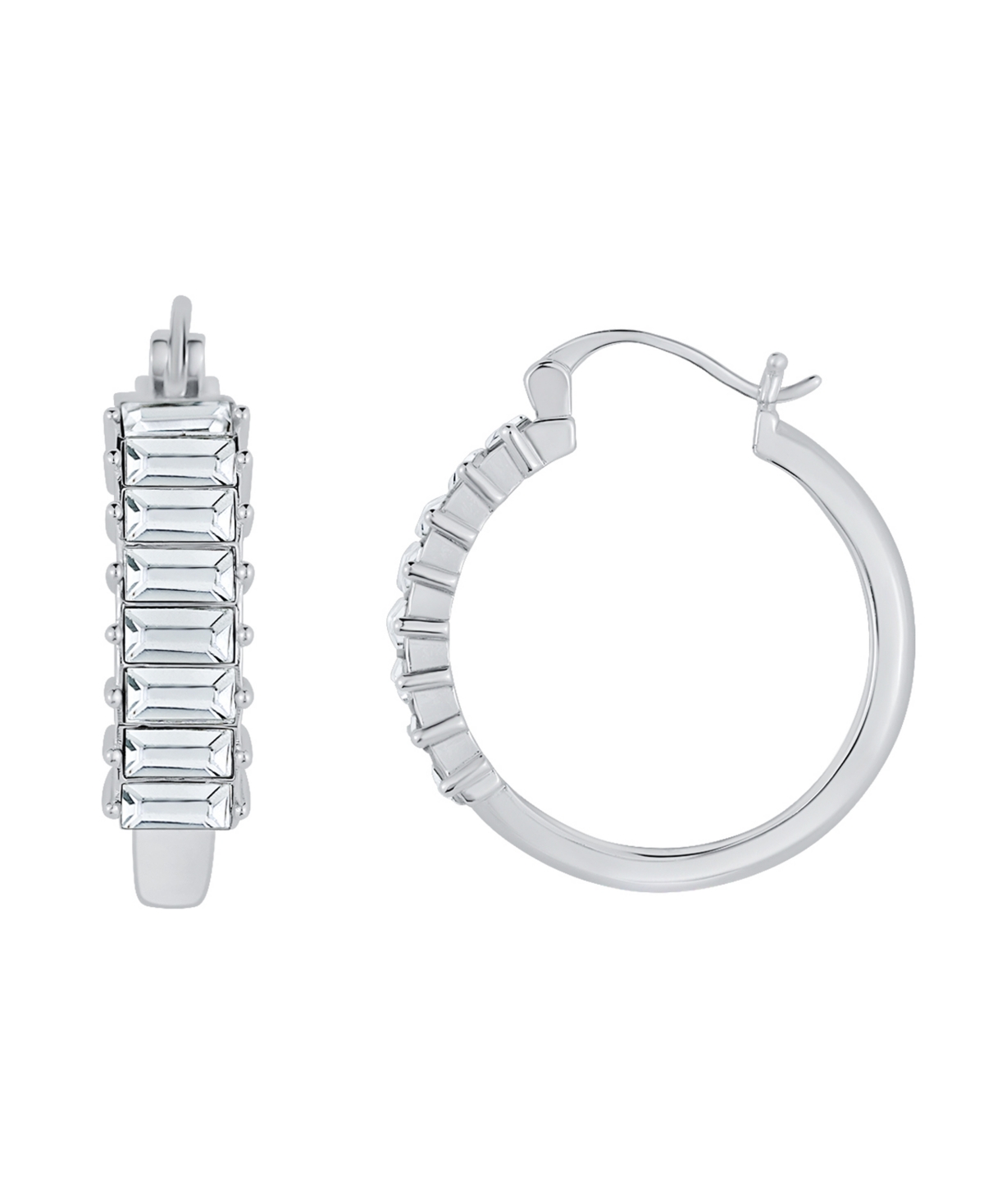 Crystal Silver Plated Hoop Earring - Silver Plated Brass