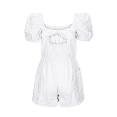 Women's Organic Cotton Puff Sleeve Eyelet Romper