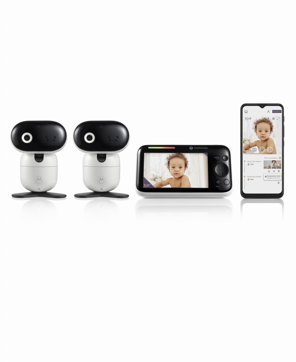 Motorola Connect 5.0" Wi-fi Motorized Video Baby Monitor, 2 Camera Set In White