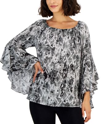 Fever - Women's Symphony Drapey-Sleeve Scoop-Neck Top