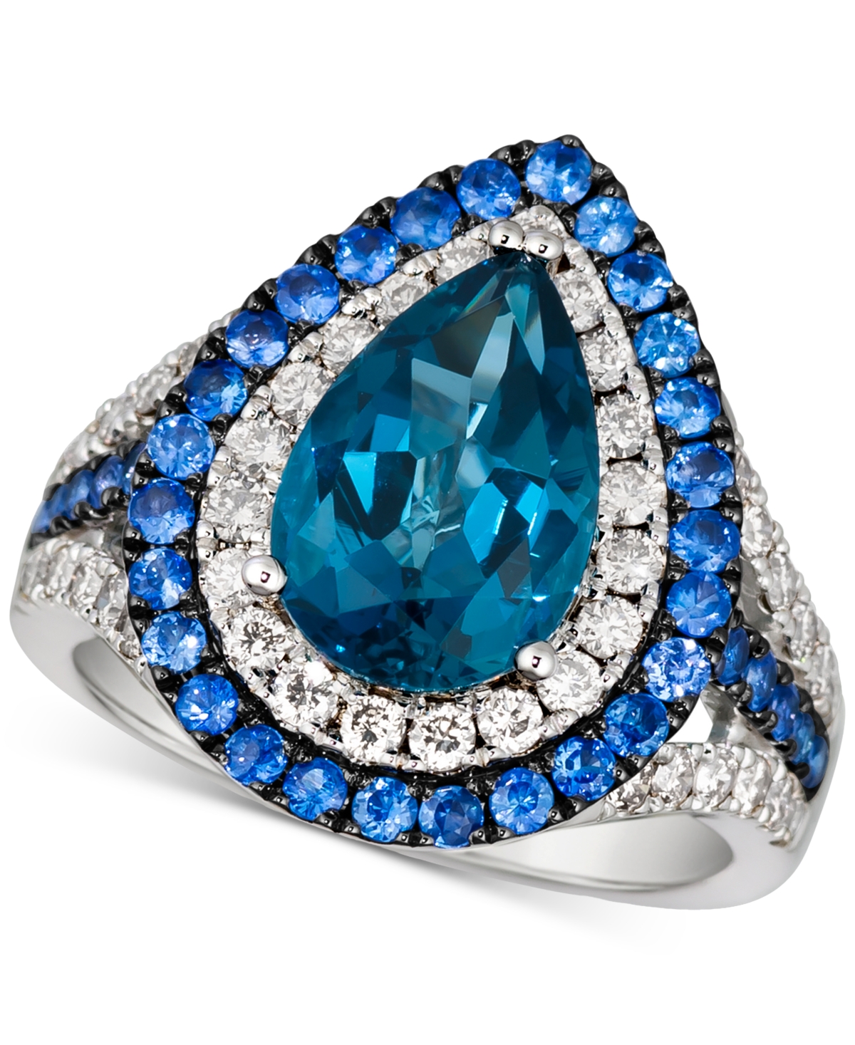 Le Vian Multi-gemstone (3-3/4 Ct. T.w.) & Nude Diamond (3/4 Ct. T.w.) Double Halo Ring In 14k White Gold In K Vanilla Gold Ring