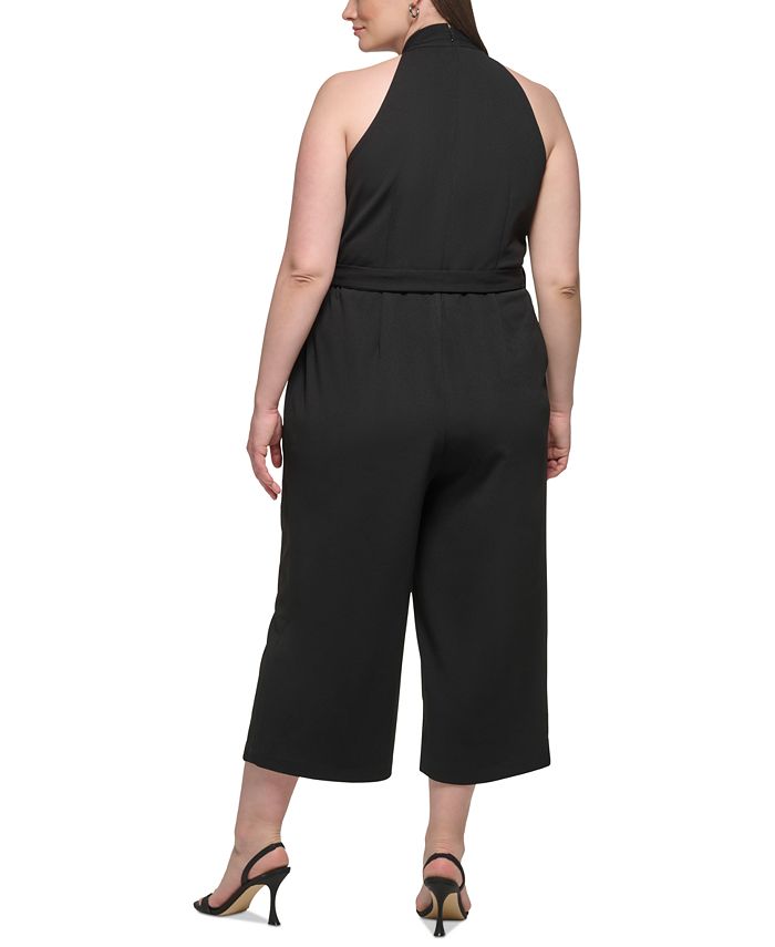 Calvin Klein Plus Size Cropped Halter Jumpsuit - Macy's