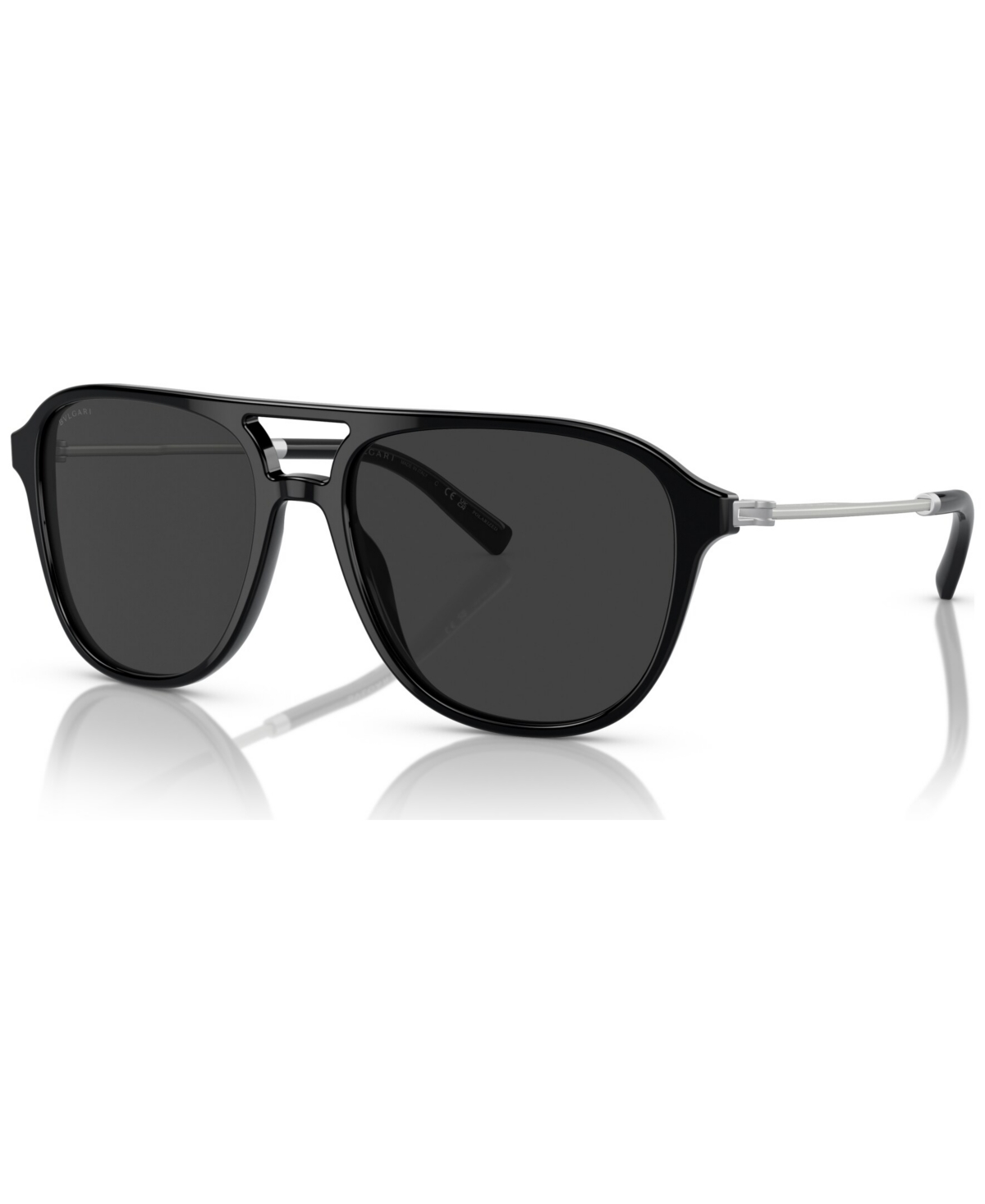 Bvlgari Men's Polarized Low Bridge Fit Sunglasses, Bv7038f In Black