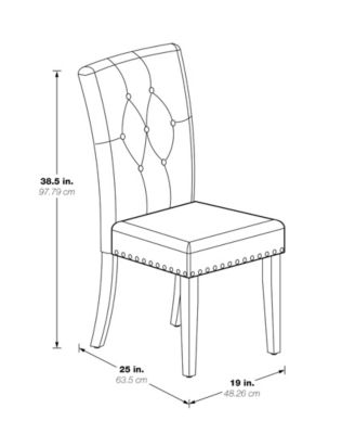 Preston Dining Chair 2-Pack with Antique-like Bronze Nailheads and Brushed Legs in Fabric