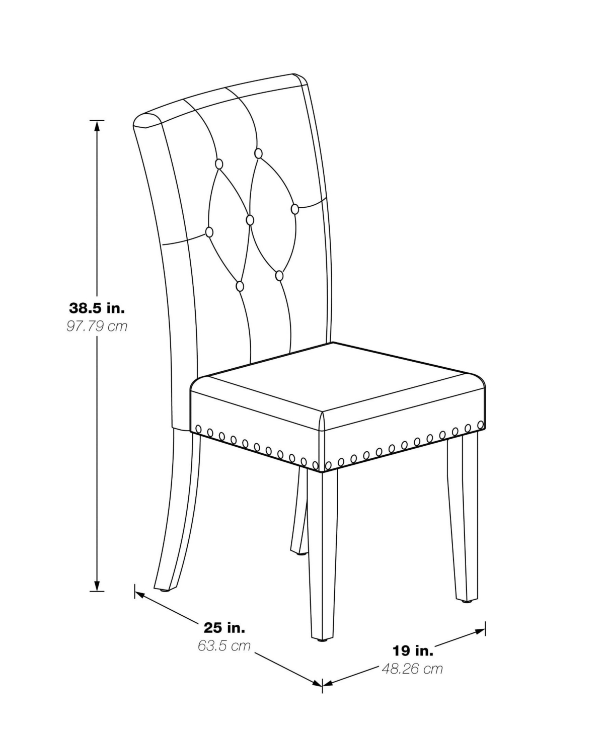 Preston Dining Chair 2-Pack with Antique-like Bronze Nailheads and Brushed Legs in Fabric