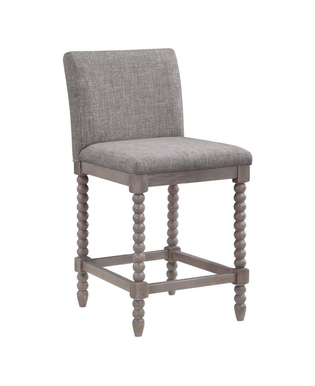 Abbott Spindle Counter Stool with Frame and Faux Leather - Brushed Gray