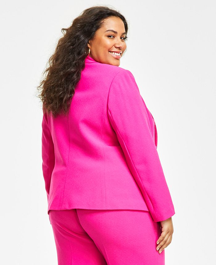 Bar III Plus Size Textured Crepe Faux-Double-Breasted Blazer, Created ...