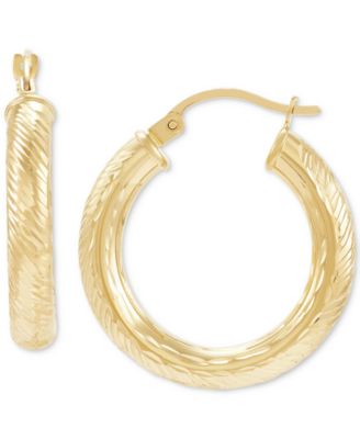 Macy's - Textured Small Hoop Earrings in 14k Gold, 1"