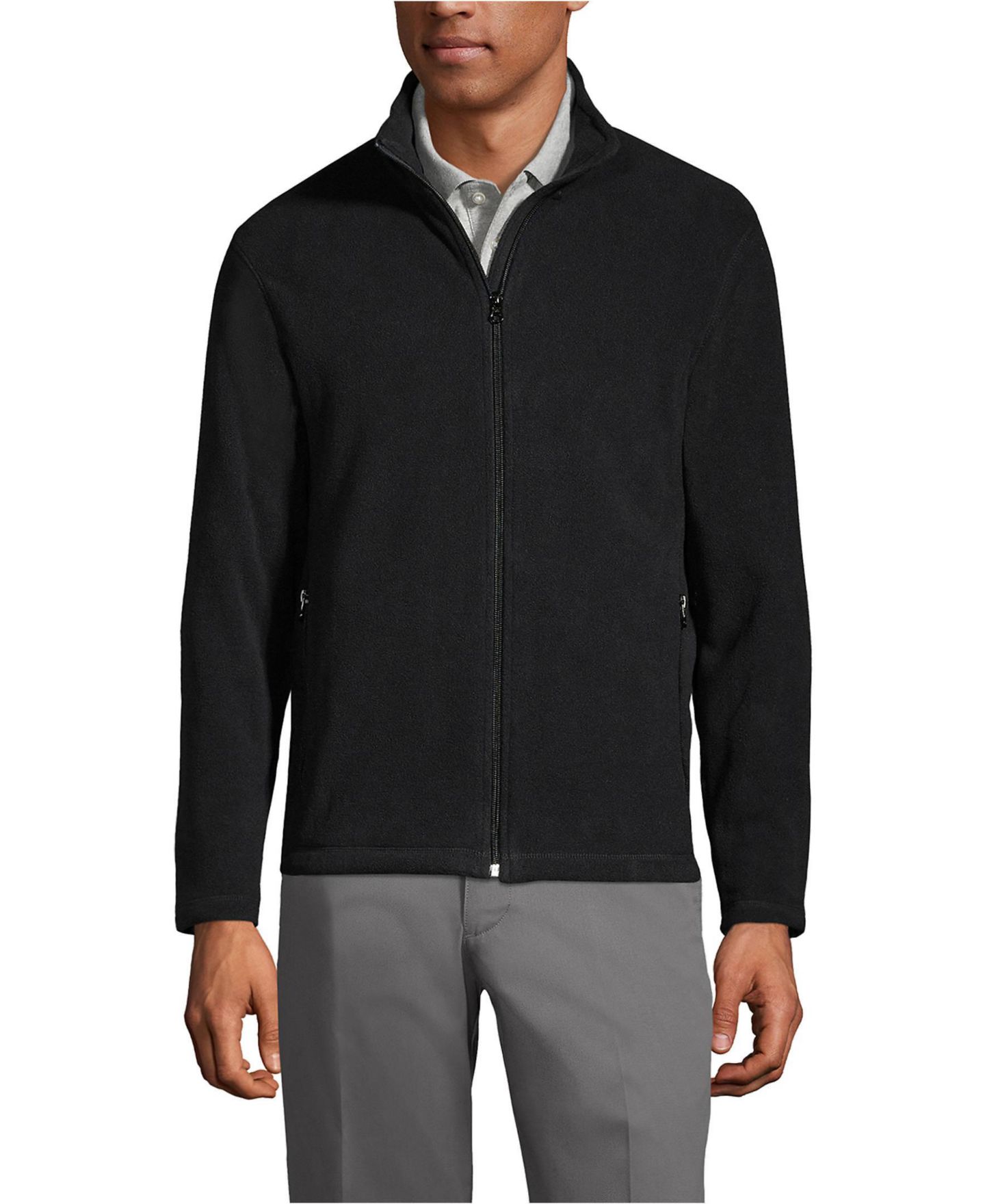 Мужская куртка Lands' End Full-Zip Mid-Weight Fleece, цвет: Чёрный — фото 6