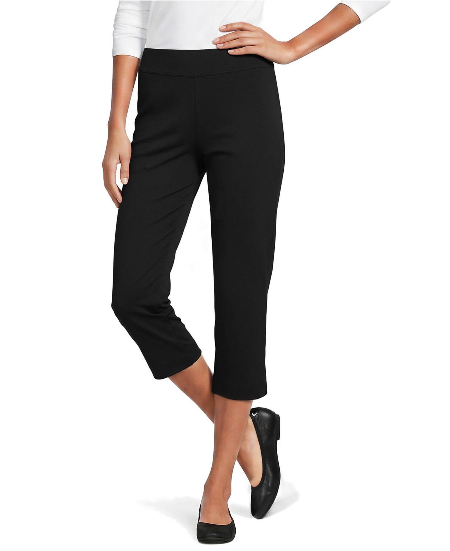 Женские брюки Lands' End Starfish Mid Rise Pull On Crop Pants, цвет: Чёрный — фото 14
