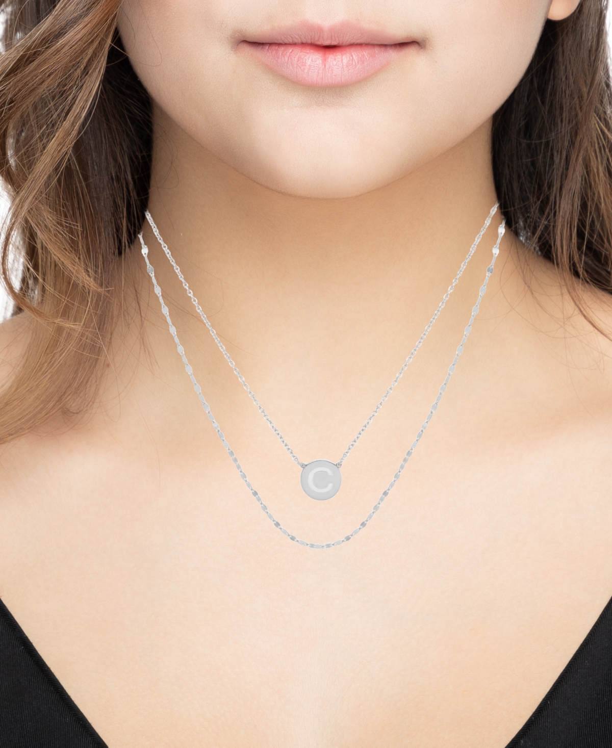 Giani Bernini Initial Disc Layered Pendant Necklace in Sterling Created for Macy's - C