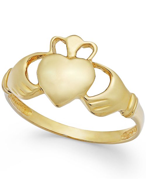 Italian Gold Claddagh Ring in 14k Gold & Reviews - Rings - Jewelry & Watches - Macy&#39;s