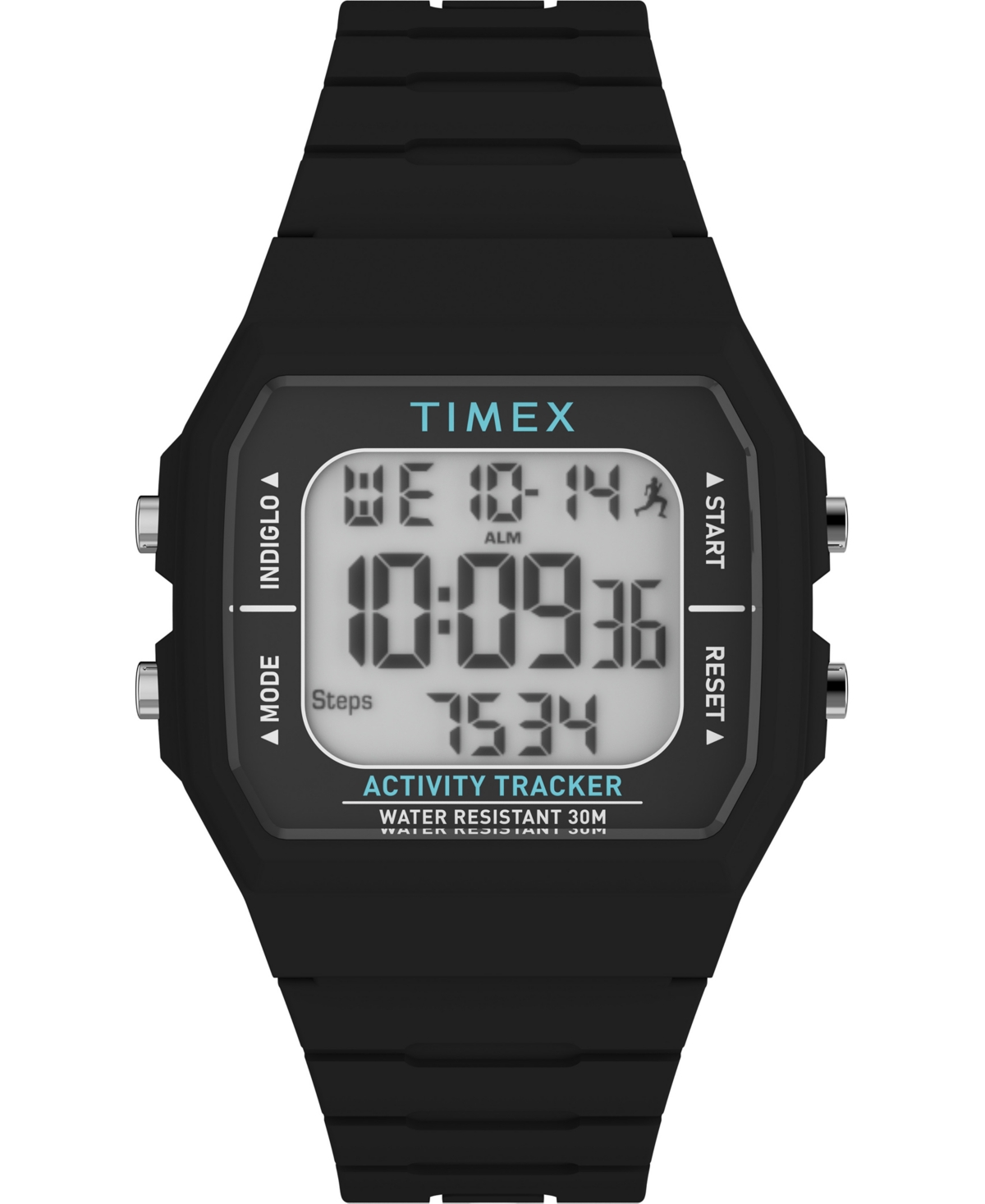 Unisex Digital Ironman Classic Silicone Black Watch 40mm - Black