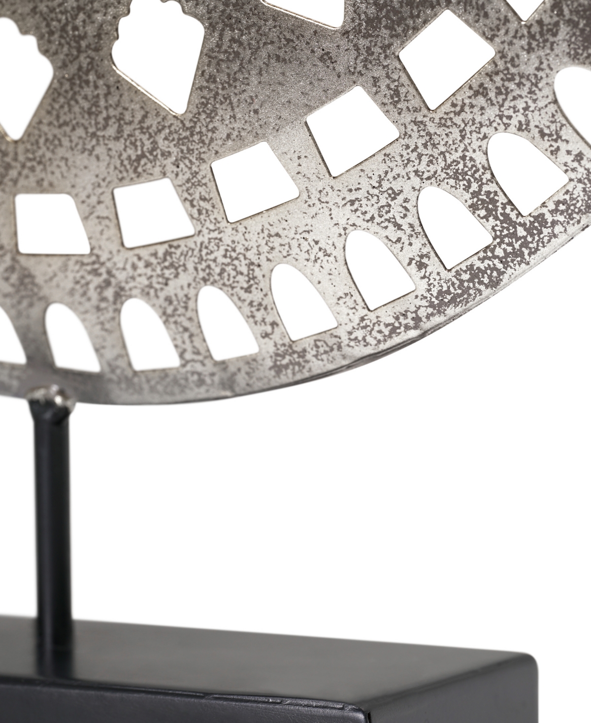 American Art Decor Medallion Sculpture on Stand Table Top Decor - Silver-Tone