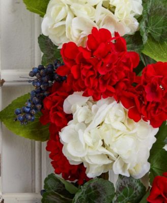 26" Geranium & Blue Berry Artificial Teardrop