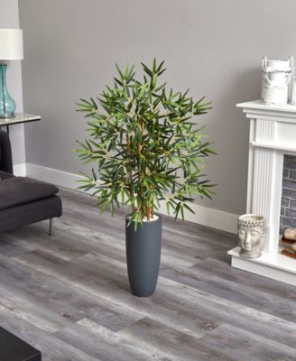 4' Bamboo Artificial Tree in Gray Cylinder Planter