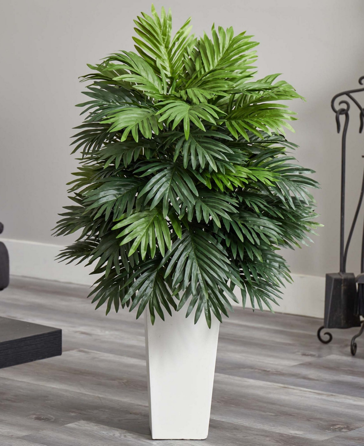 Nearly Natural Areca Palm Artificial Plant in White Tower Planter