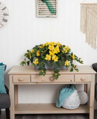 Hibiscus Artificial Plant in Stone Planter