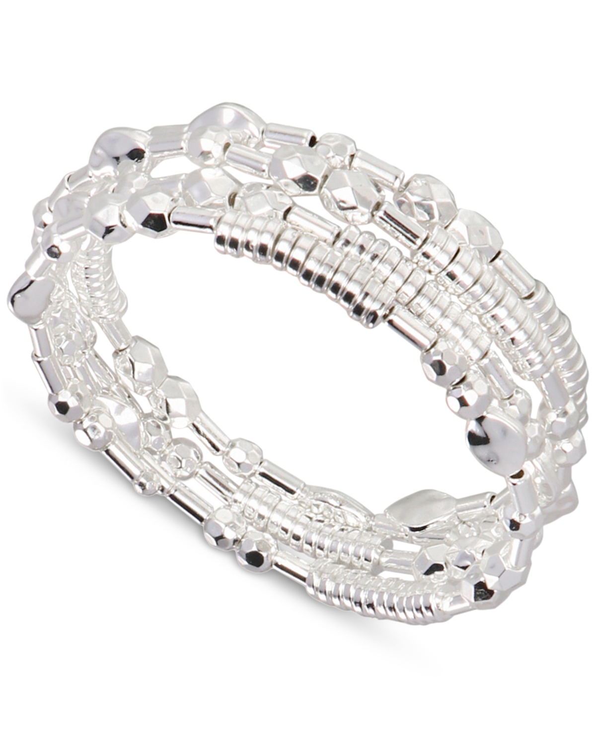 Style & Co Silver-tone Beaded Multi-row Coil Bracelet, Created For Macy's