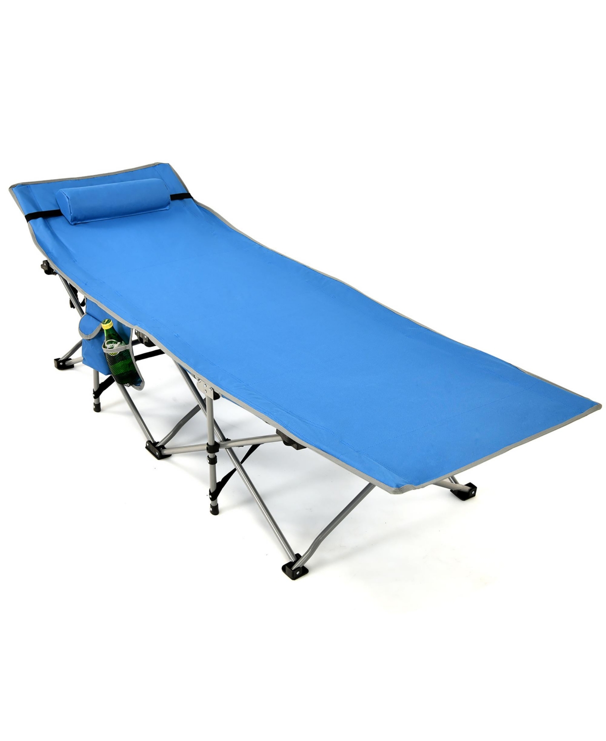 Camping Cot Heavy-Duty Outdoor Cot Bed w/ Side Storage Pocket - Green