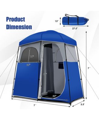 Double-Room Camping Shower Toilet Tent with Floor Oversize Portable Storage Bag