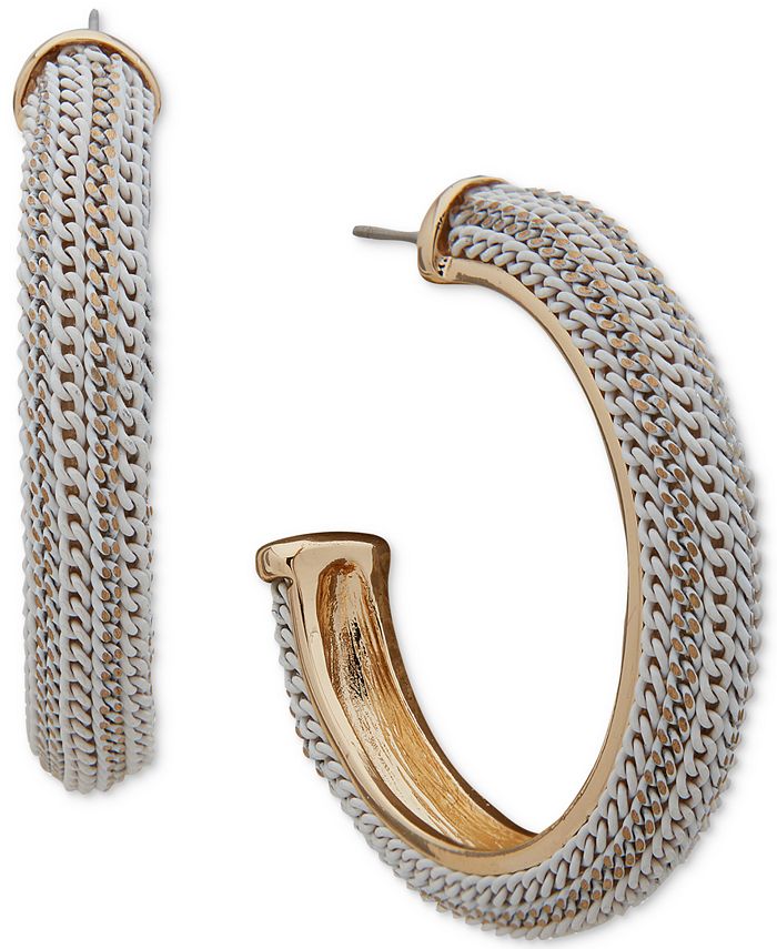 Anne Klein Gold Tone Medium Color Chain C Hoop Earrings 1.54 Macy s