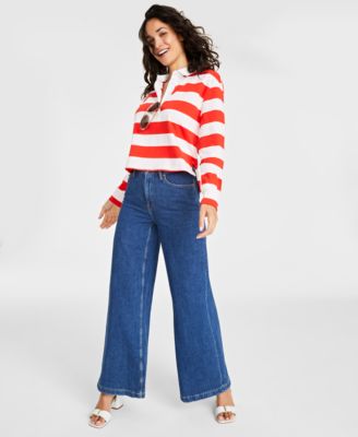 Women's High Rise Wide-Leg Jeans, Regular and Short, Created for Macy's 