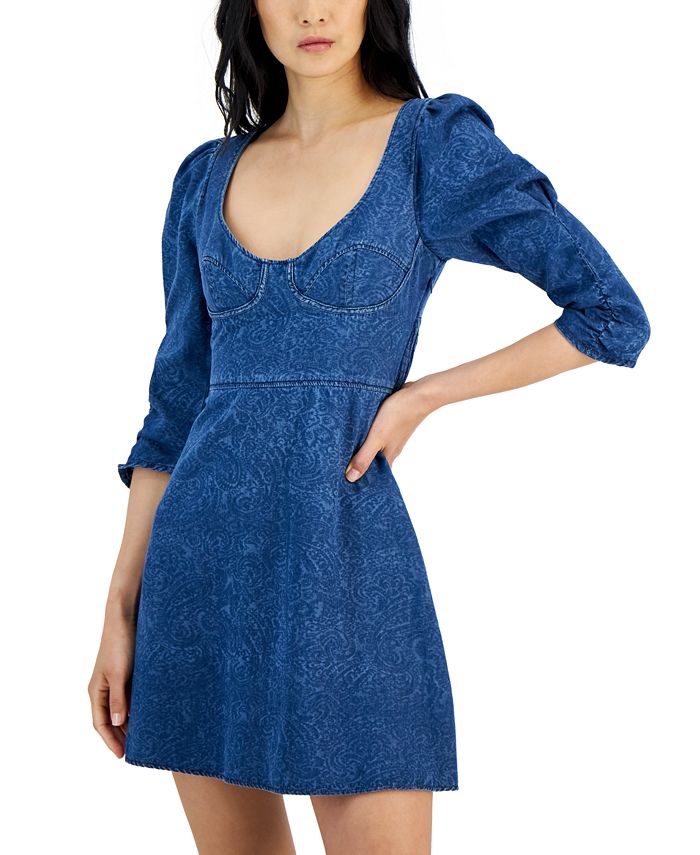 HUGO Women's Denim 3/4Sleeve Fit & Flare Dress Macy's