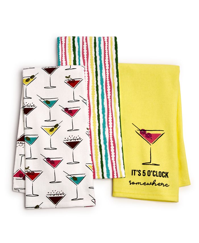 The Cellar Core 3Pc. Cotton Martini Towels Set, Created for Macy's