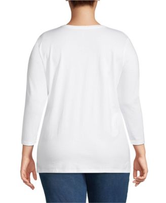 Women's Plus Size 3/4 Sleeve Cotton Supima Crewneck Tunic