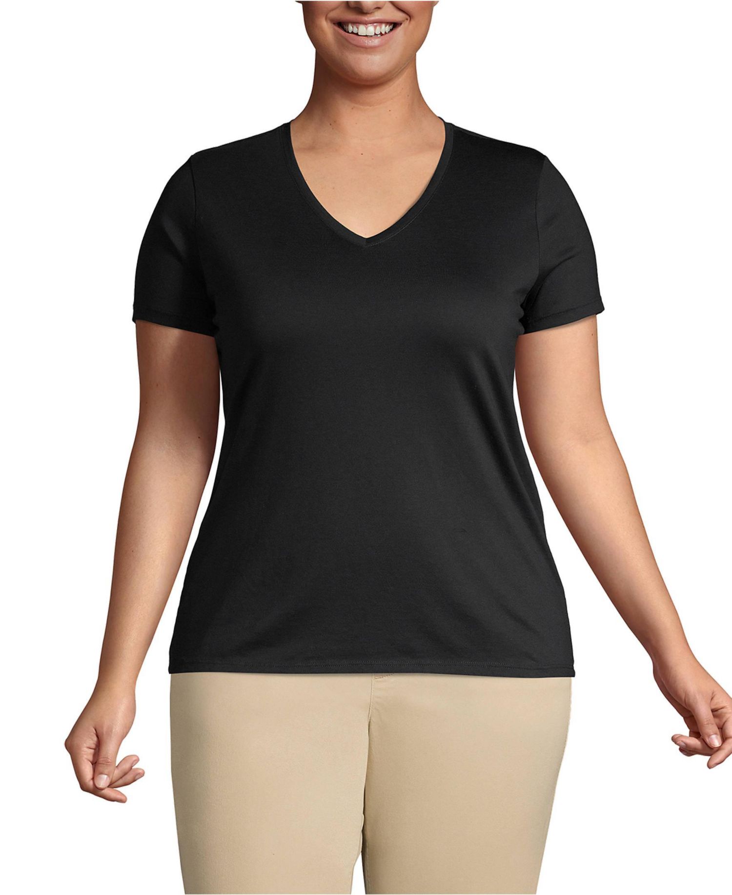 Plus Size Supima Cotton V-neck T-Shirt