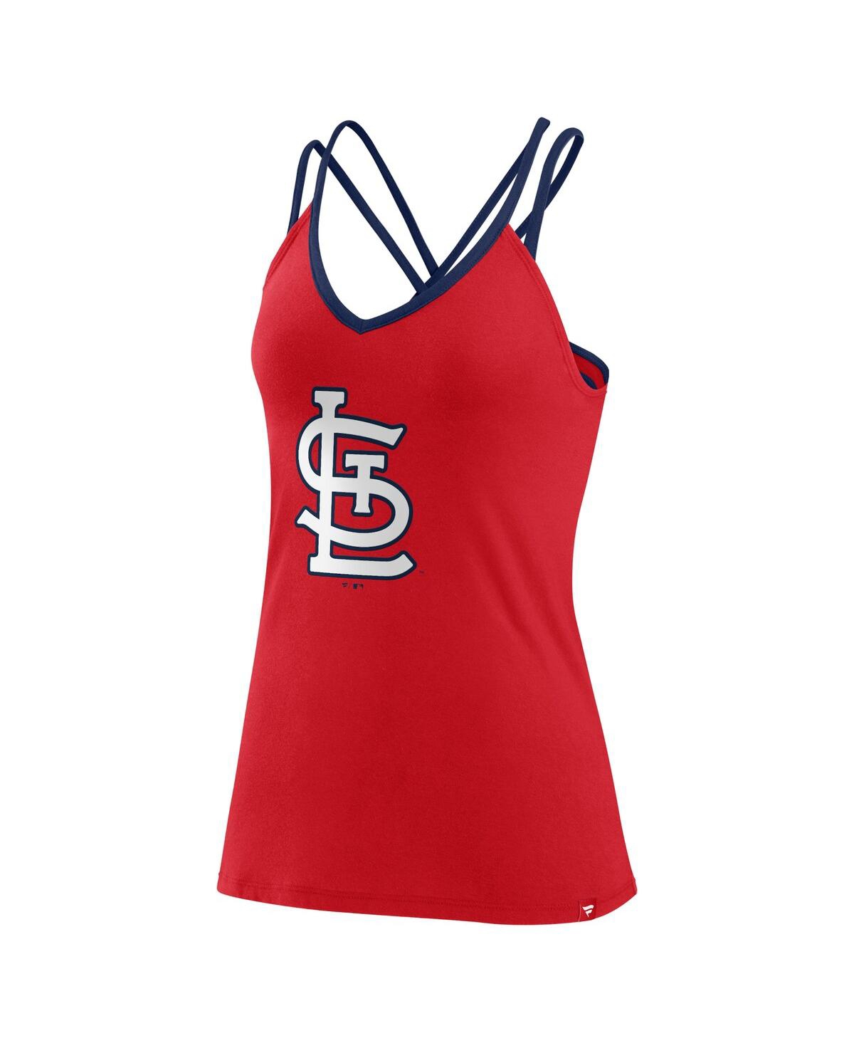 Shop Fanatics Women's  Red St. Louis Cardinals Barrel It Up Cross Back V-neck Tank Top