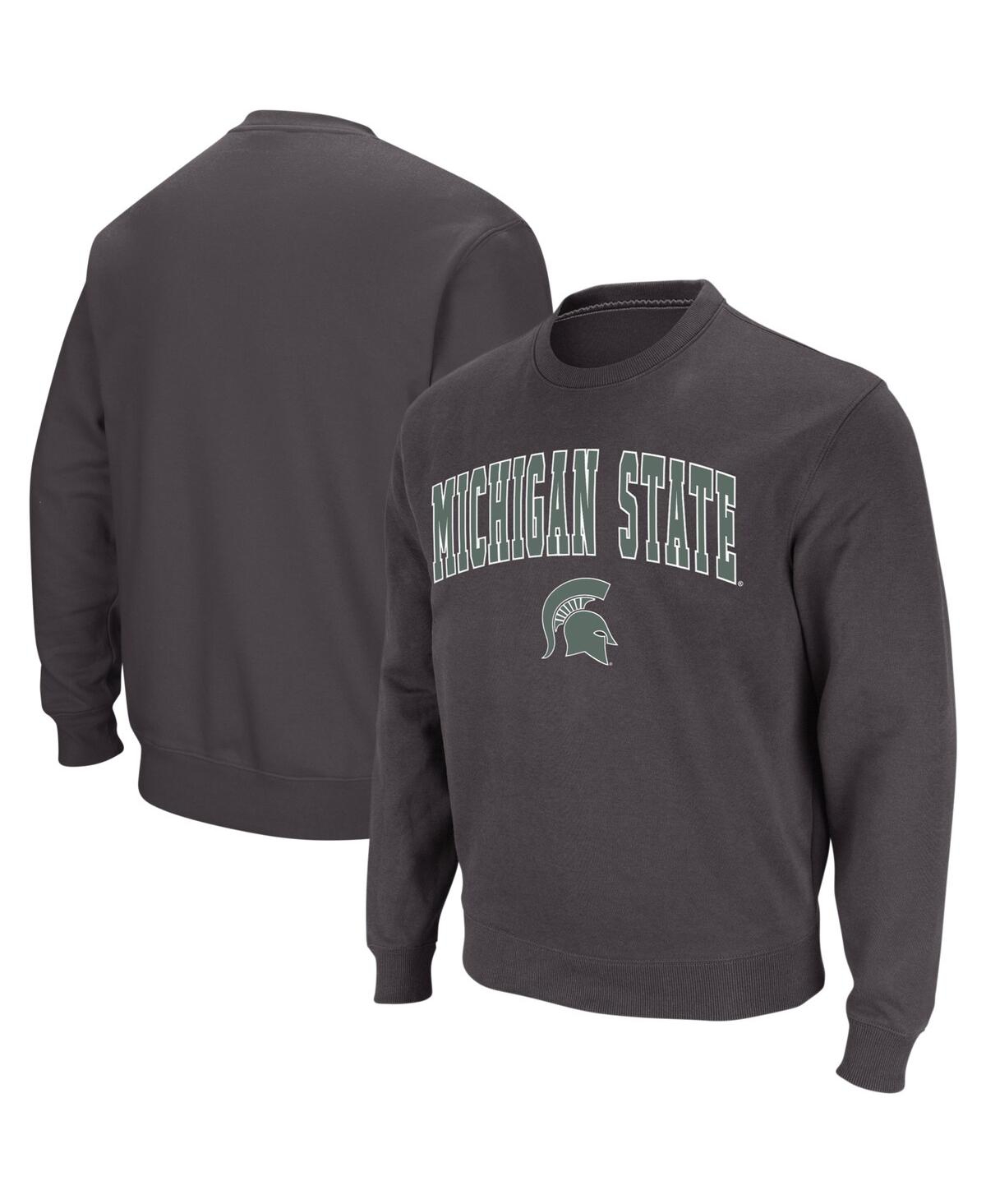 Shop Colosseum Men's  Charcoal Michigan State Spartans Arch And Logo Crew Neck Sweatshirt