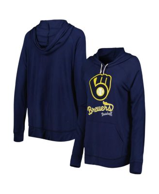 Women's Navy Milwaukee Brewers Pre-Game Raglan Pullover Hoodie