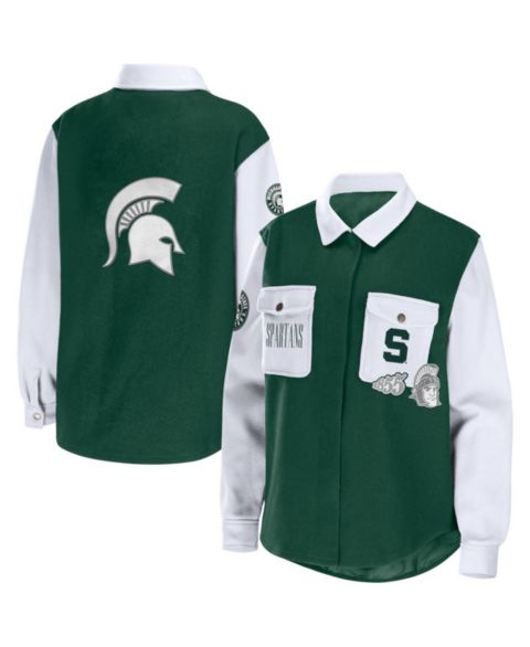 Женские куртки WEAR by Erin Andrews Hunter Green Michigan State Spartans Button-Up Shirt Jacket